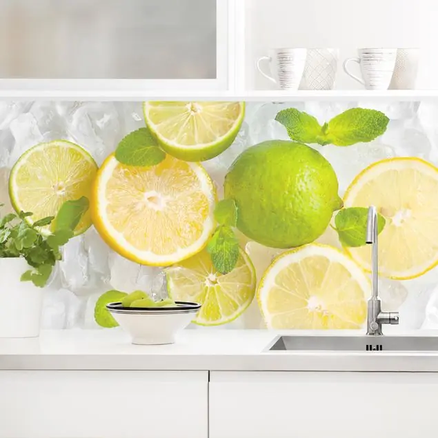 Neue Ware Zitrusfrüchte auf Eiswürfel