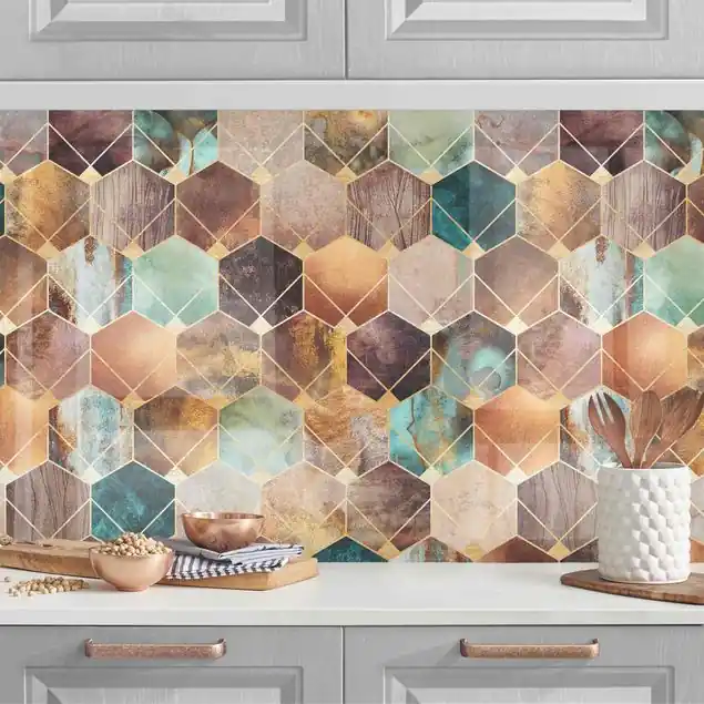 Türkise Geometrie goldenes Art Deco II Mega-Angebot