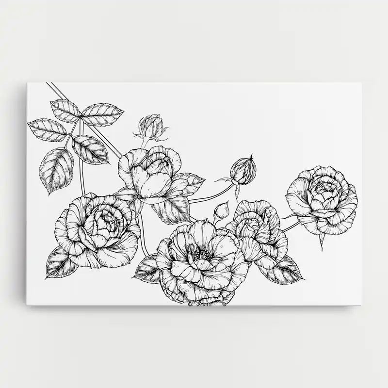 Neu Leinwandbild Big Roses Line