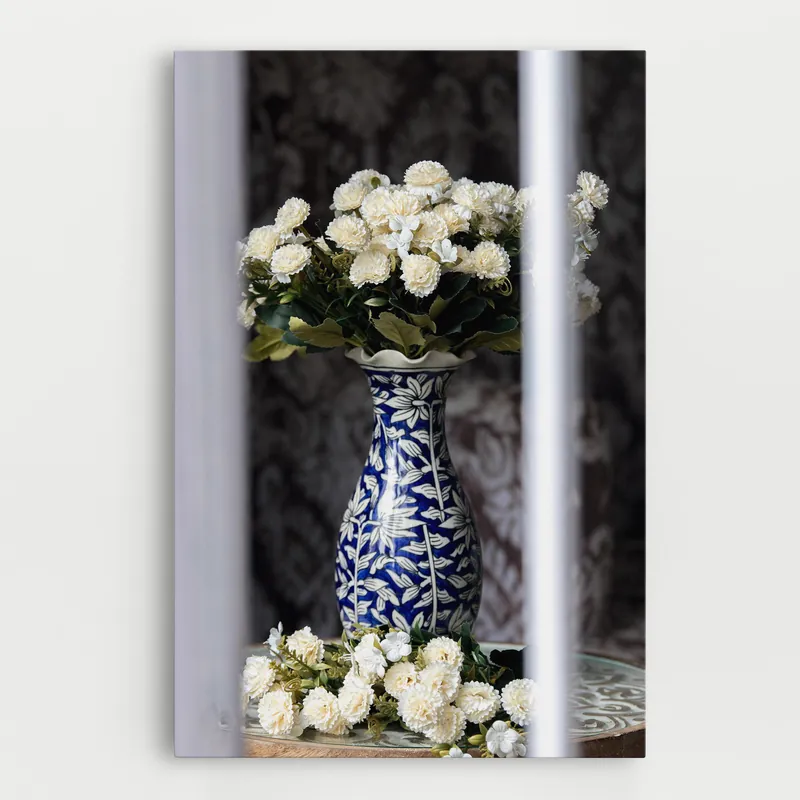 Heißes Angebot Leinwandbild Blue Patern Vase