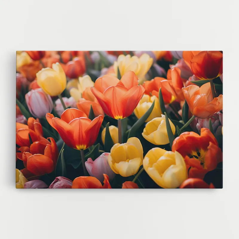 Sofort Bestellen Leinwandbild Orange Yellow Tulips