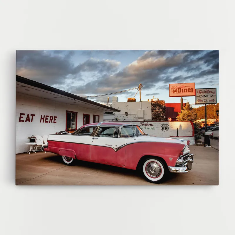 Leinwandbild Cloud Old Car Kostenfreie Lieferung