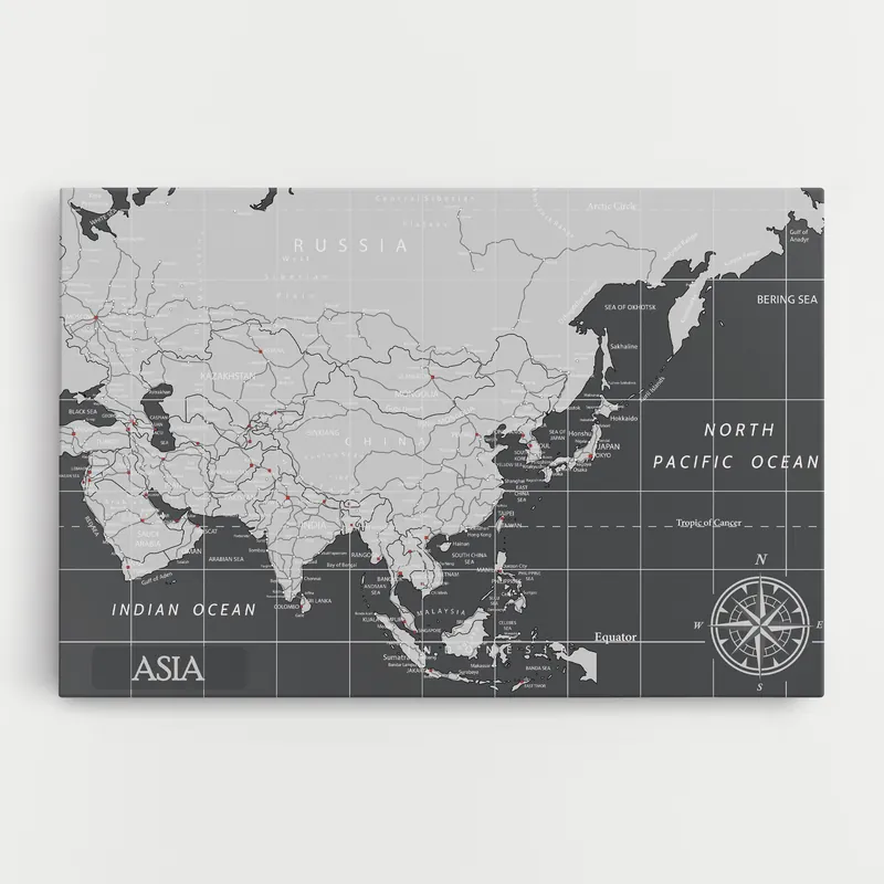 Nur Für Kurze Zeit Leinwandbild Asia Minimal Map