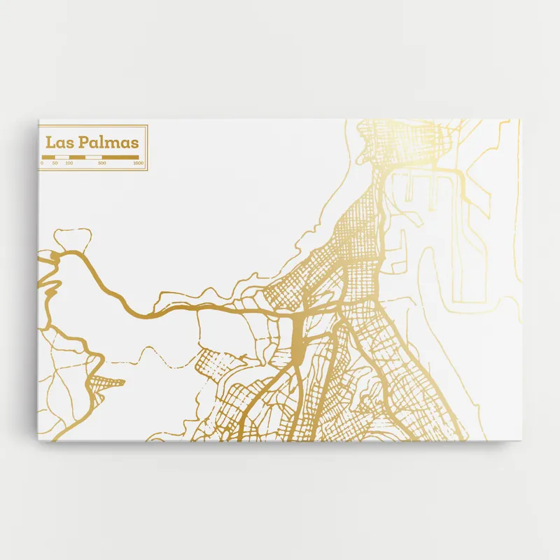 Preiswert Leinwandbild Las Palmas Gold Map