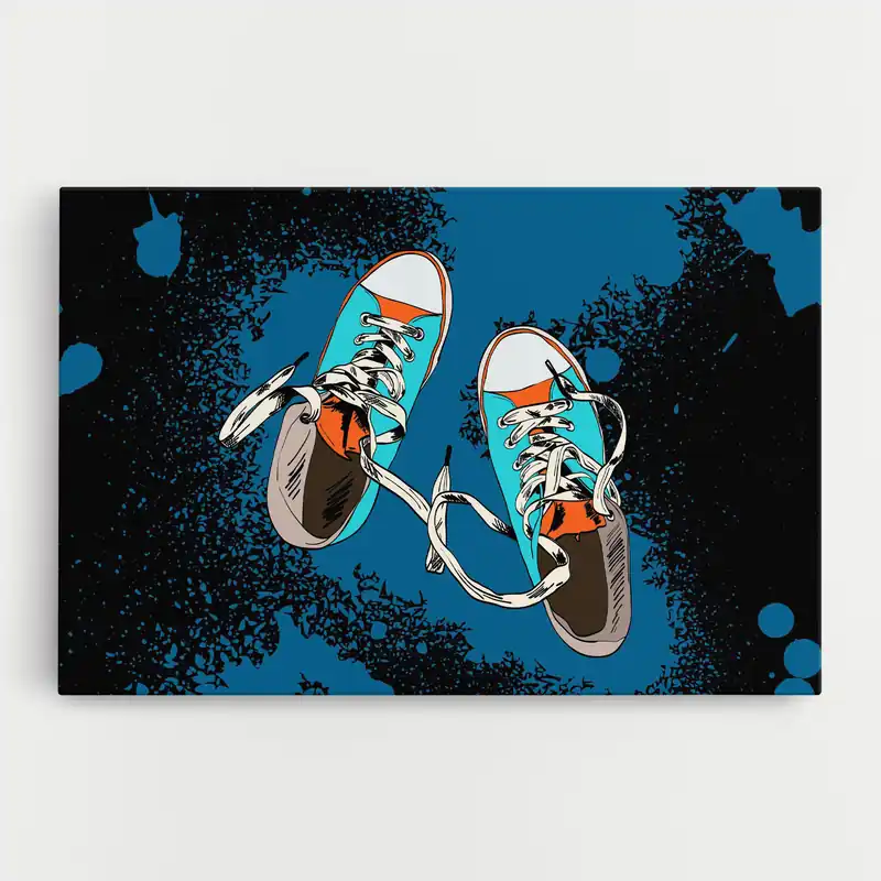 Leinwandbild Blue Shoes Splash Beliebt