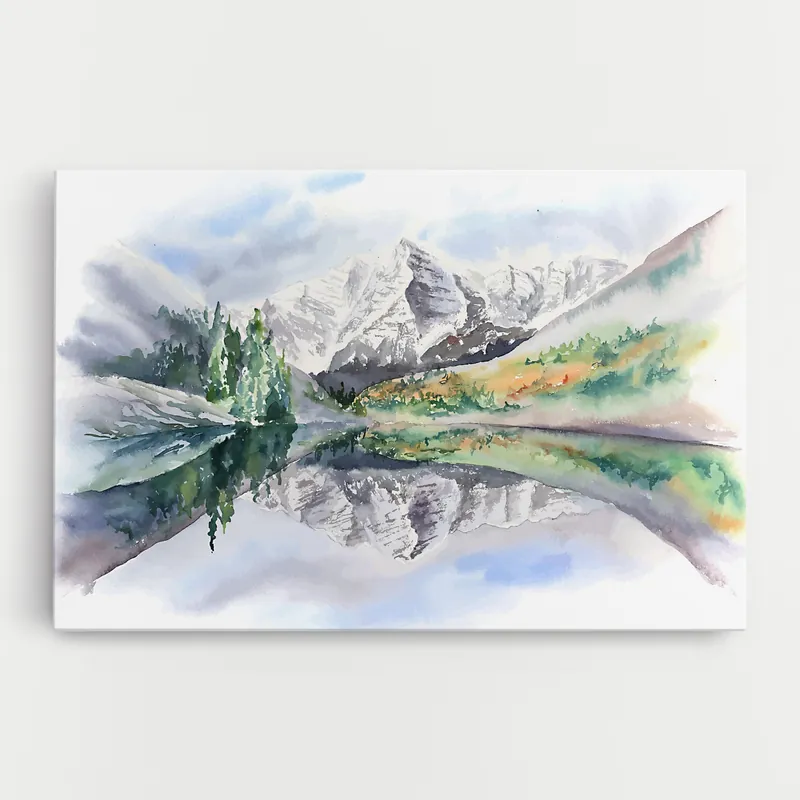 Leinwandbild Mountain Lake Paint Gratis Versand