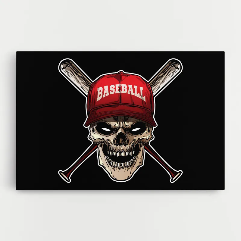Kostenfreie Lieferung Leinwandbild Baseball Skull
