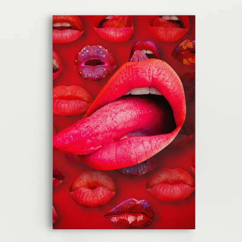 Kostenloser Versand Leinwandbild Big Tongue Collage