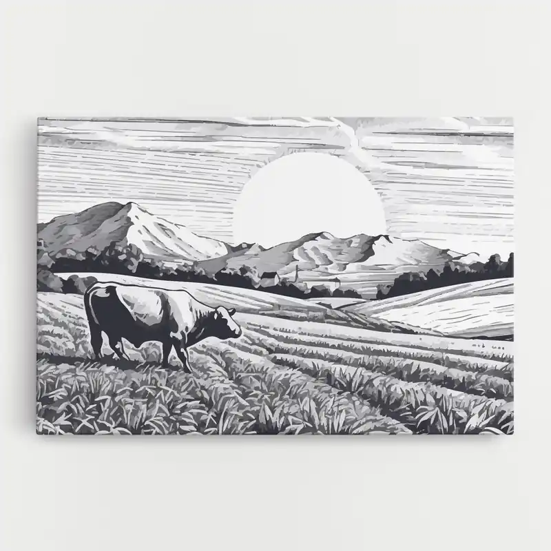 Wochenendangebot Leinwandbild Cow Grey Ink