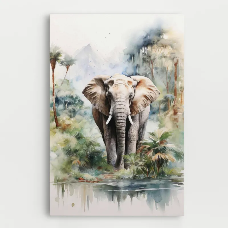 Kostenloser Rückversand Leinwandbild Wild Watercolor Elephant