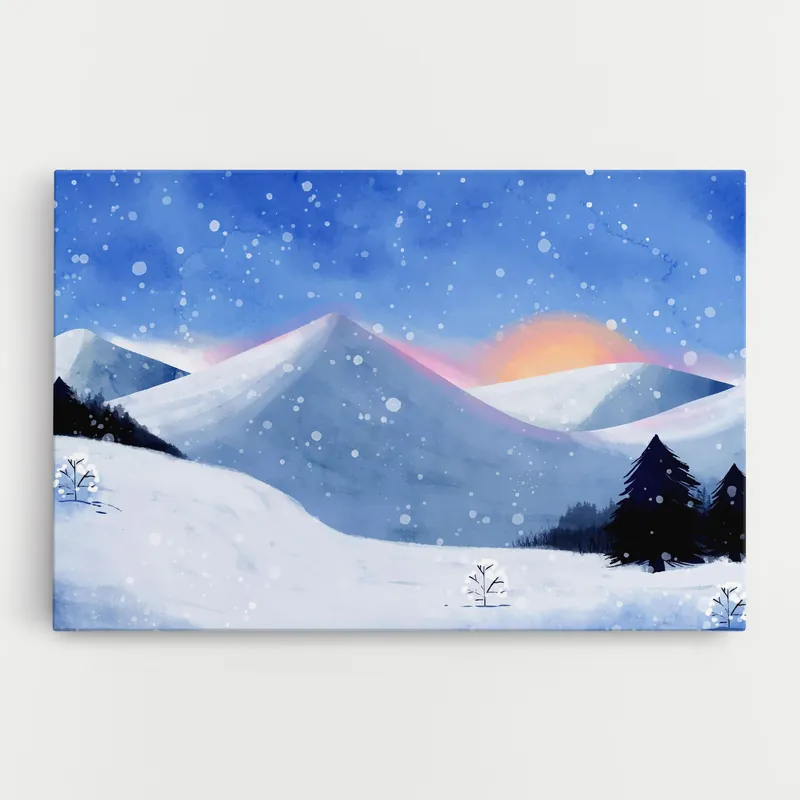 Rabatt Leinwandbild Mountain Snow Art
