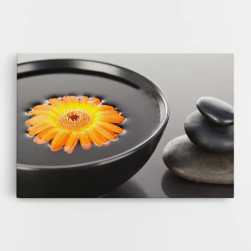 Leinwandbild Orange Flower Stones Jetzt Kaufen
