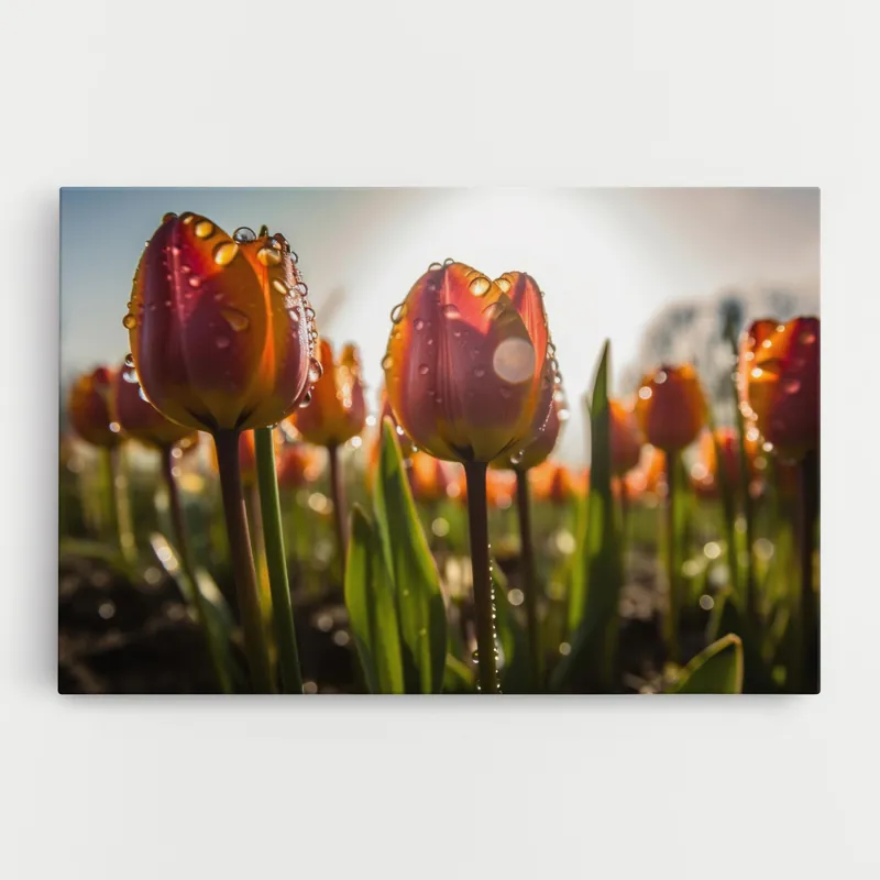 Leinwandbild Orange Tulips After Rain Markenprodukt