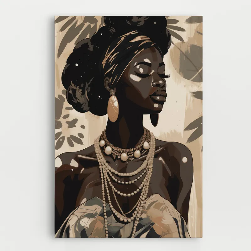 Leinwandbild African Woman On Cream Kostenloser Rückversand