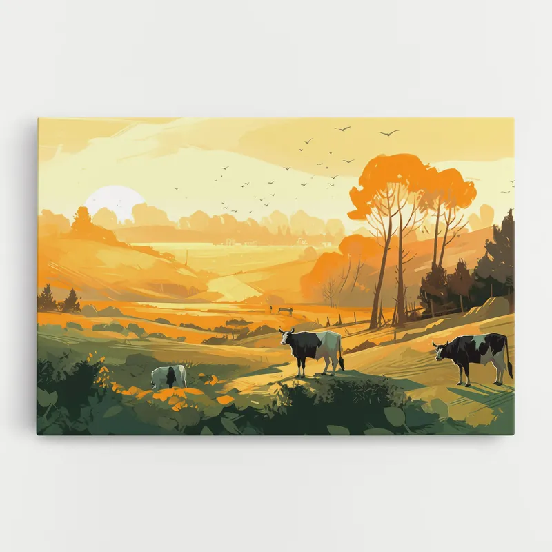 Leinwandbild Farm With Sunlight Preiswert