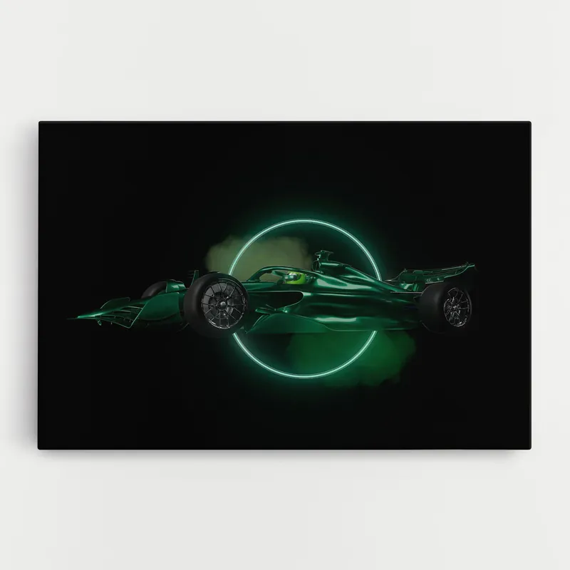 Leinwandbild Green Racing Car Zertifiziert