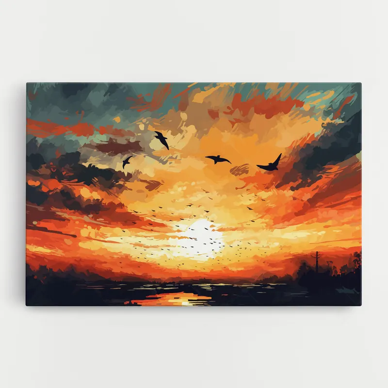 Leinwandbild Blue Sunset Birds Meistverkauft