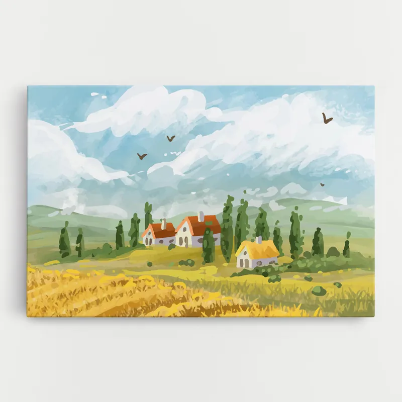 Leinwandbild Orange Yellow House Echt