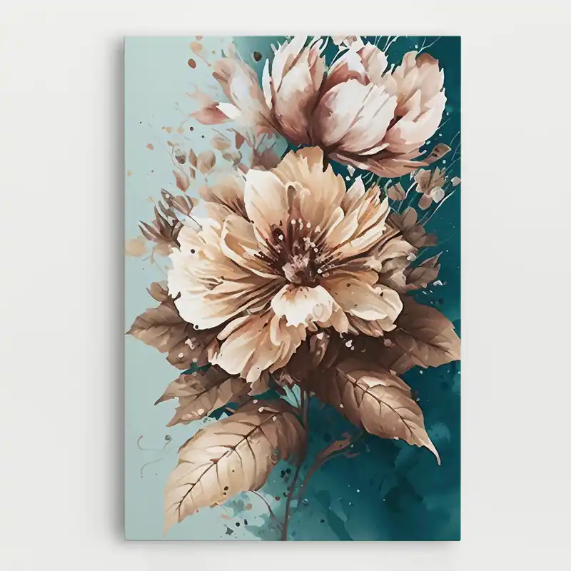 Kracherpreis Leinwandbild Flower Green Watercolor