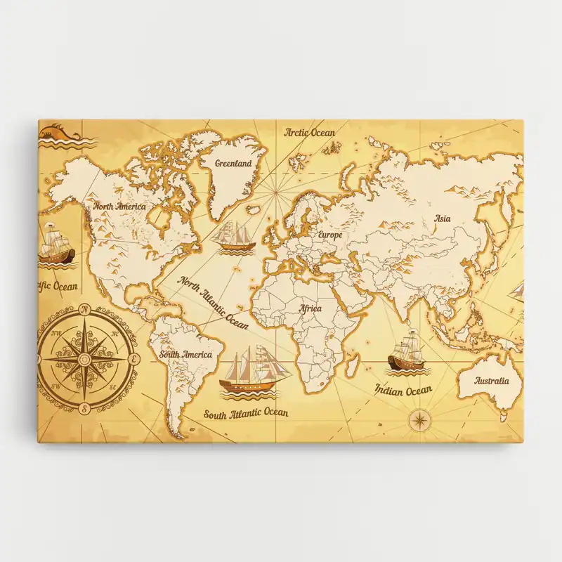 Ausverkauf Leinwandbild Gold Vintage Map
