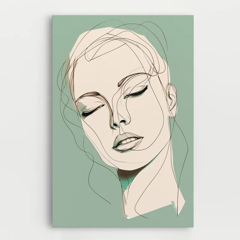 Preisknaller Leinwandbild Green White Face