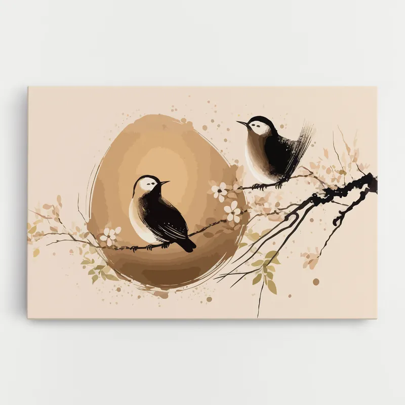 Leinwandbild Cream Blossoms Bird Kostenfreie Lieferung