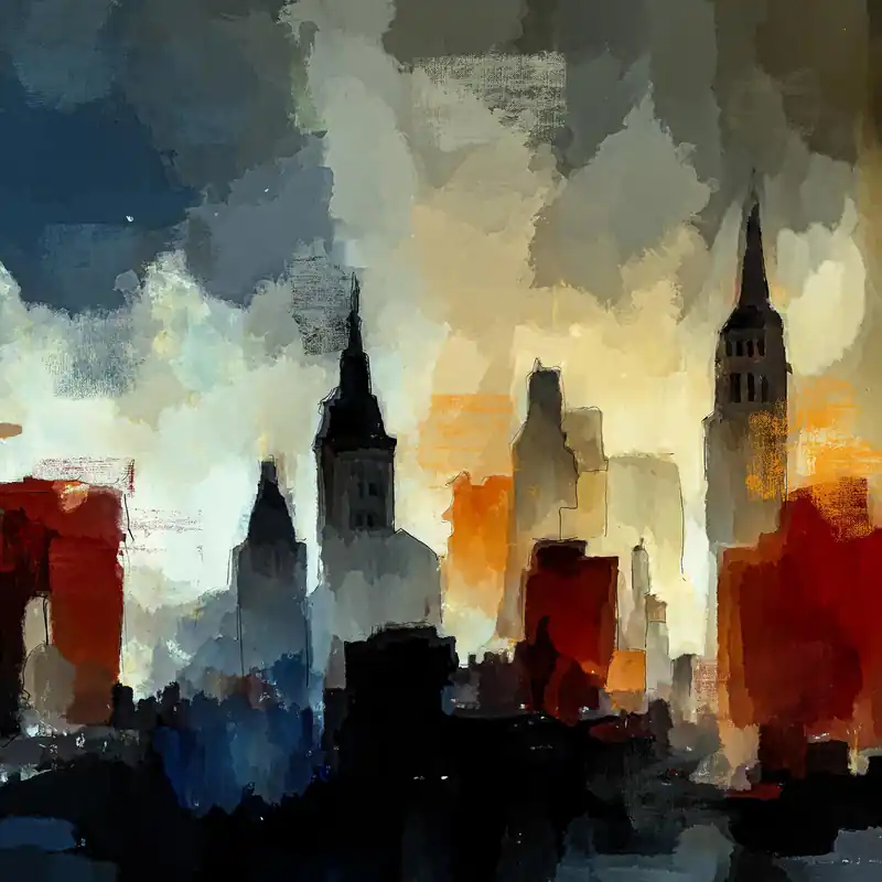 Kunstdruck, signiert: Skyline, Holger Mühlbauer-Gardemin, Edition, Nr. 1/100 Gratis Versand