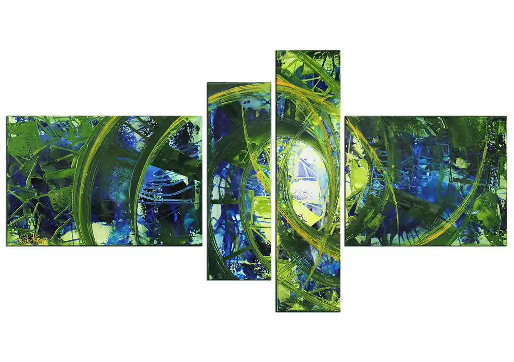 Mehrteilige Acrylbilder: Wasserspiegel I, R. König, Originalgemälde (Unikat) Schneller Versand