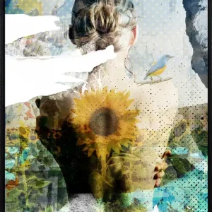 D. Landô: Blue Bird, Unikat-Edition, digitale Kunst auf Aludibond Sonderangebot