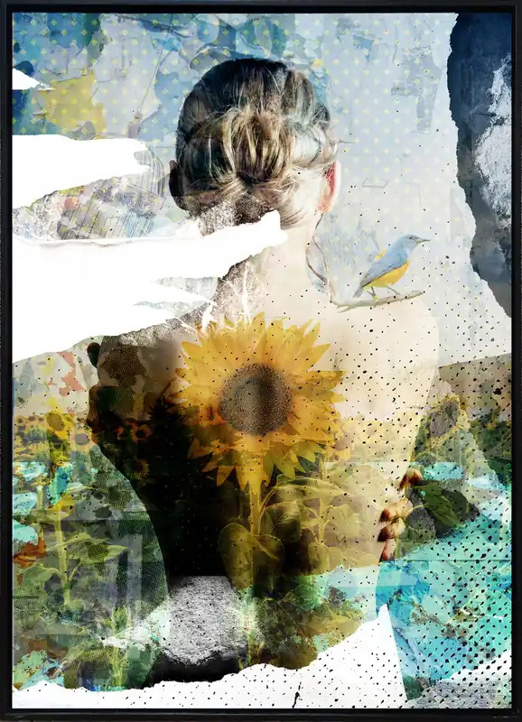 D. Landô: Blue Bird, Unikat-Edition, digitale Kunst auf Aludibond Sonderangebot
