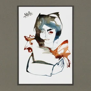 Knallerangebot L. Roth: Hahn im Korb, originale Grafik/Zeichnung (Unikat)