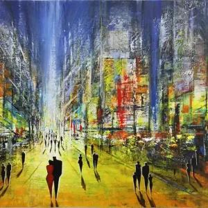 Acrylgemälde: Großstadtrevier - Später Abend I, K. Namazi, Original/Unikat Super-Preis