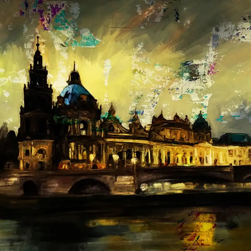 Angebot Moderne Pop Art: Dresden mit Elbe, H. Mühlbauer-Gardemin, Original/serielles Unikat