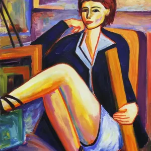 Expressversand M. Cieśla: Mädchen im Studio 17, Original/Unikat, Expressionistisches Ölgemälde