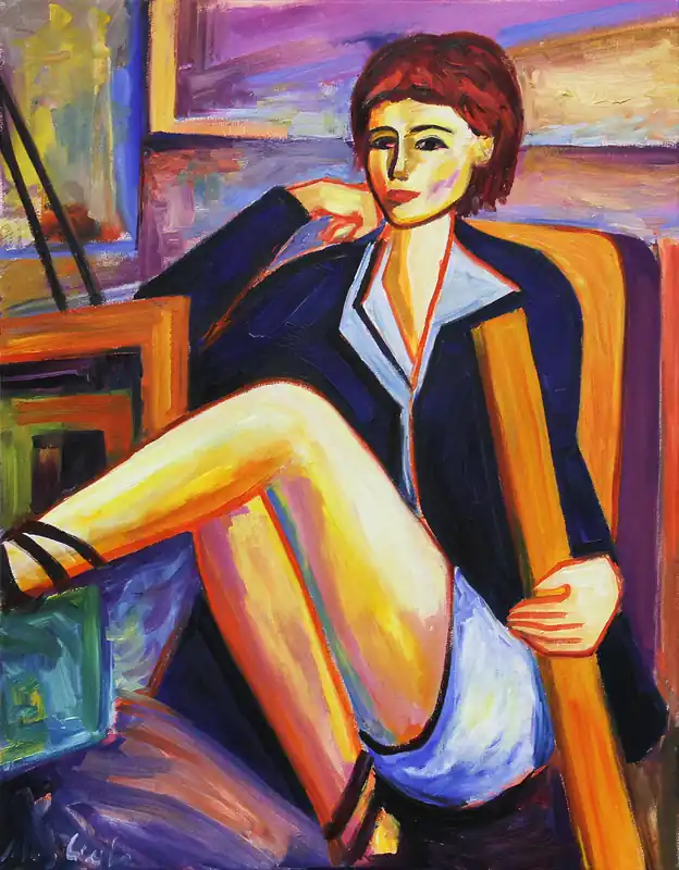 Expressversand M. Cieśla: Mädchen im Studio 17, Original/Unikat, Expressionistisches Ölgemälde