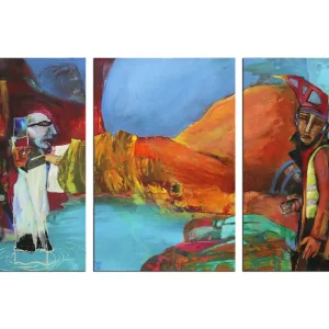 Gratis Versand D. Hille: Erklärung (Triptychon), Originalgemälde/ Unikat