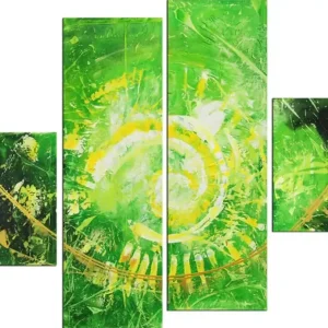 Neue Ware A. Rojo : Fuego Verde, mehrteiliges Gemälde (Original/Unikat)