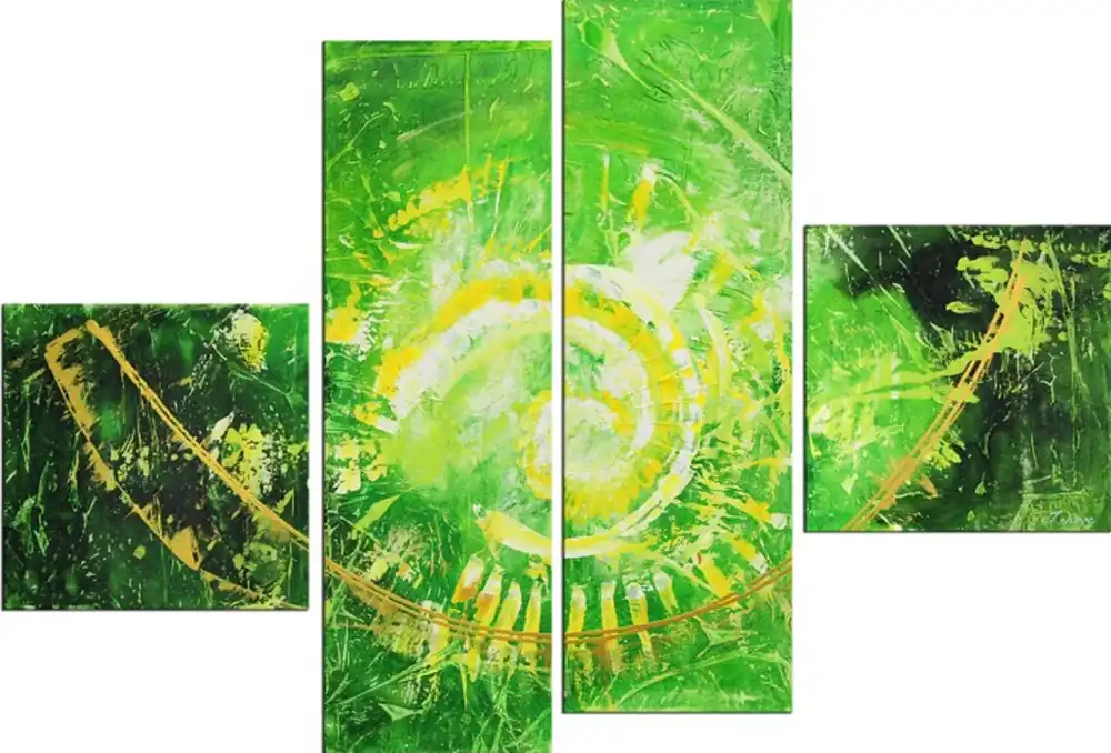 Neue Ware A. Rojo : Fuego Verde, mehrteiliges Gemälde (Original/Unikat)