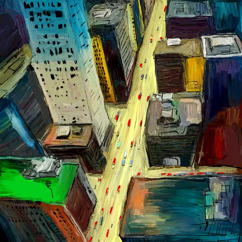 Moderne Pop Art: From the roof, H. Mühlbauer-Gardemin, Original/serielles Unikat Jetzt Kaufen