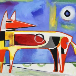 Schnäppchen M. Cieśla: Hund 12 Dackel, Original/Unikat, Expressionistisches Ölgemälde