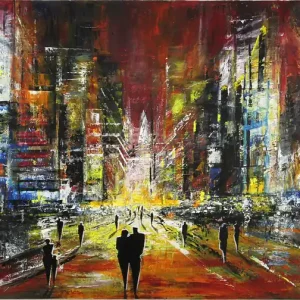 Acrylgemälde: Vibrierende Metropole I, K. Namazi, Original/Unikat Sofort Bestellen