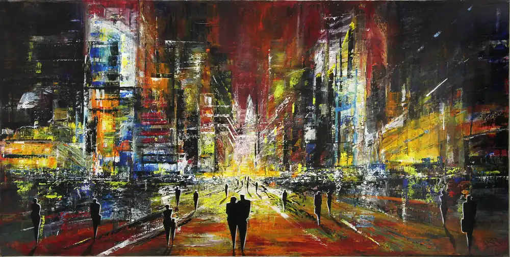 Acrylgemälde: Vibrierende Metropole I, K. Namazi, Original/Unikat Sofort Bestellen