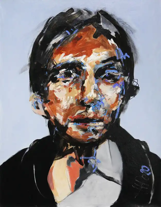 Preisreduziert J.J. Piezanowski: Stupor and tremors, neoexpressionistisches Porträt, Original/Unikat