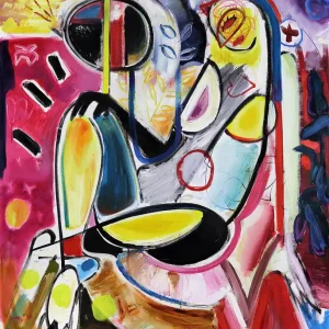 Sonderaktion Kunstdruck, signiert, M. Cieśla: Komposition mit weiblicher Form, Edition