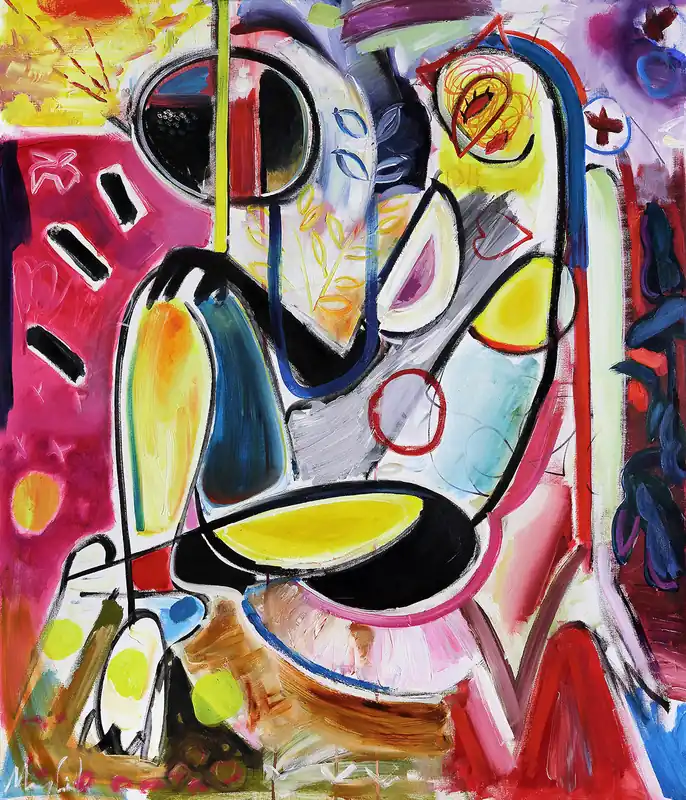 Sonderaktion Kunstdruck, signiert, M. Cieśla: Komposition mit weiblicher Form, Edition
