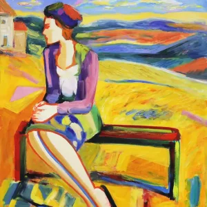 M. Cieśla: Mädchen in italienischer Landschaft 19, Original/Unikat, Expressionistisches Ölgemälde Sale