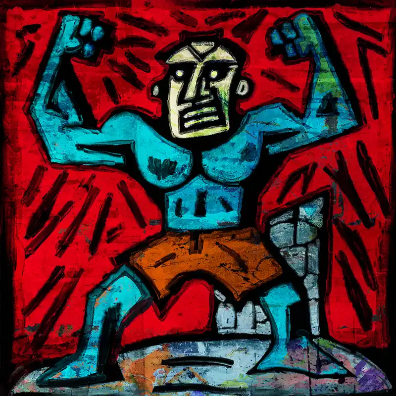 Original/Unikat: Blue muscles, H. Mühlbauer-Gardemin Super-Preis