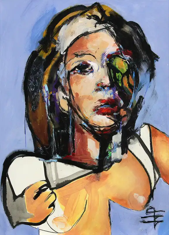 Sale J.J. Piezanowski: Tyrannie des apparences, neoexpressionistisches Porträt, Original/Unikat