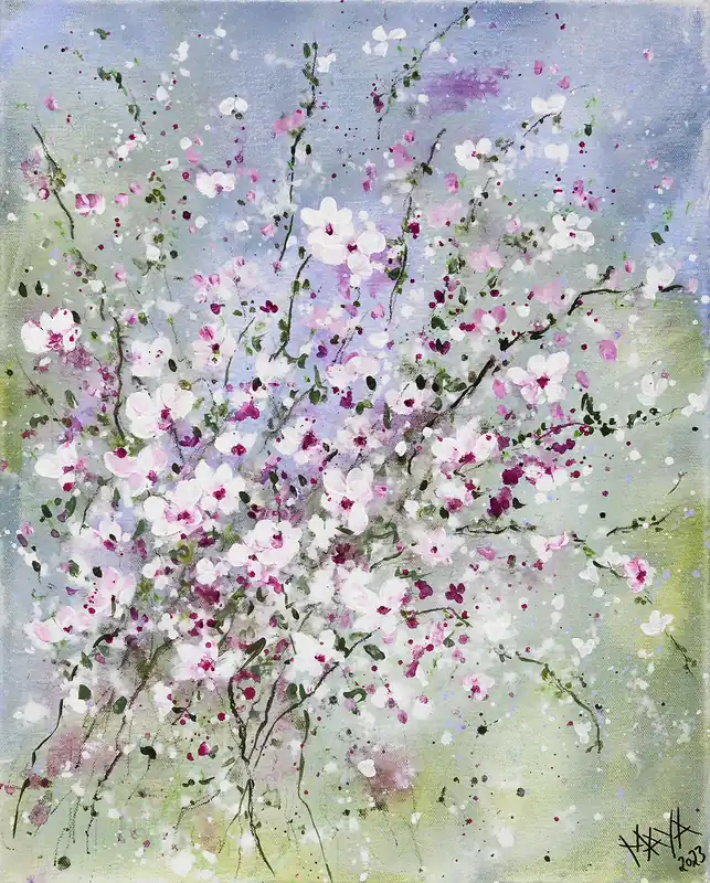 Maya: Blütenfülle, Originale Acrylbilder (Unikat) Schneller Versand