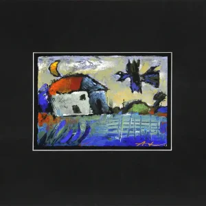 A. Larrett: Vogel der Nacht - 1, Acryl auf leinkaschiertem Papier, Original (Unikat) Begrenztes Angebot
